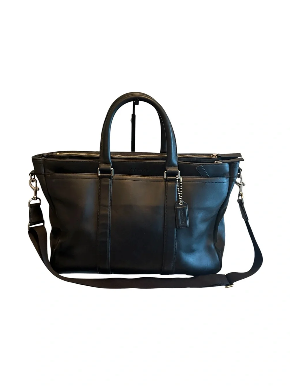 COACH Black Leather Metropolitan Slim Briefcase Laptop Bag